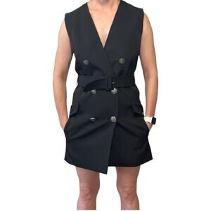 Givenchy Military Wrap Dress in black grain de poudre size FR 34 Belt Buttons